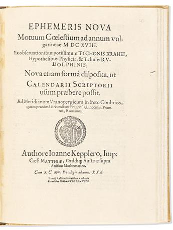 Kepler, Johannes (1571-1630) Ephemerides Novae Motuum Coelestium, ab Anno Vulgaris Aerae MDCXVII.